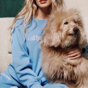 Call Her Daddy light blue sweatshirt, worn once